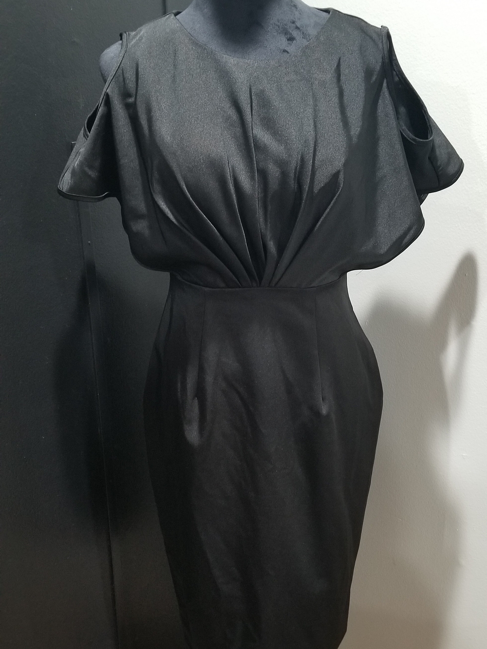 Maslavi - Black Women's Cocktail Dress - Classic Draped Back